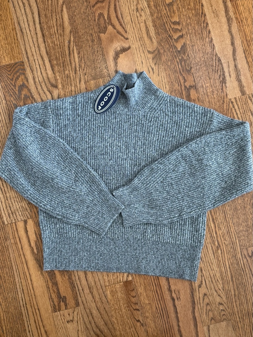 Scoop Heather Gray Ribbed Mock Turtleneck Sweater